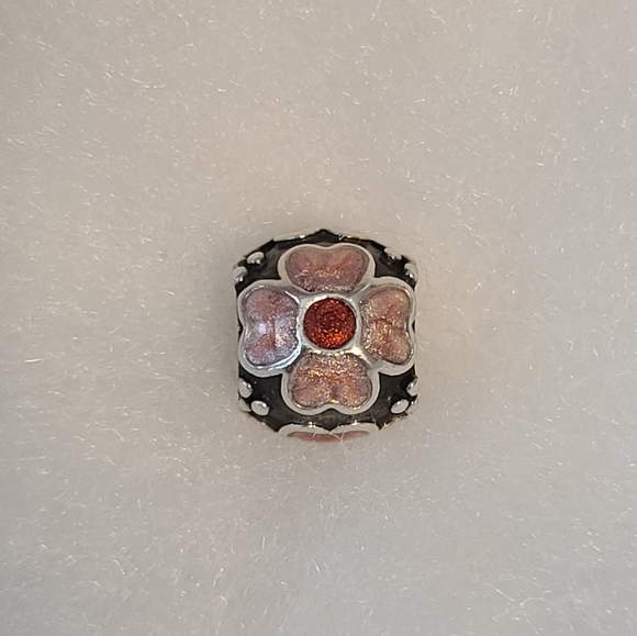 Authentic Pandora Pink Enamel Daisy Flowers Charm (Retired) - Picture 2 of 5